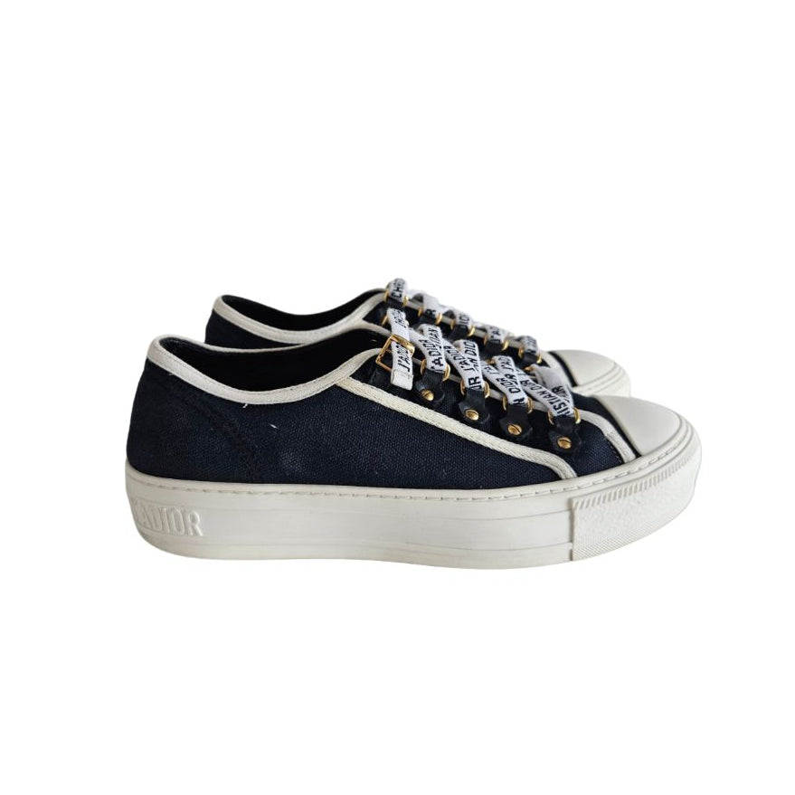 Christian Dior Navy Blue Canvas Walk'n'Dior Low Top Sneakers Size 36.5