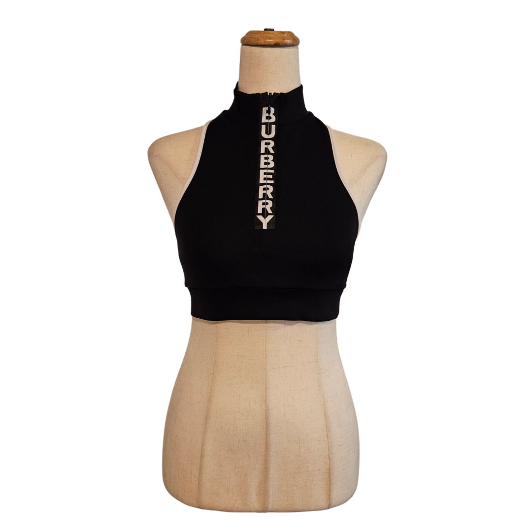 Burberry Black Logo Tay Cropped Tank Top