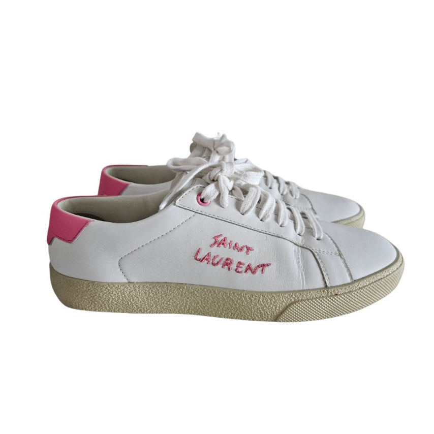 Saint Laurent White And Pink Court Classic SL/06 Sneakers
