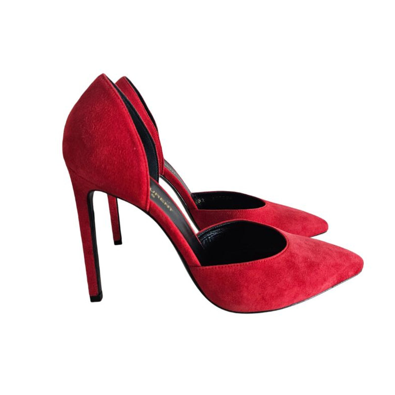 Saint Laurent Red Suede Pumps, size 38