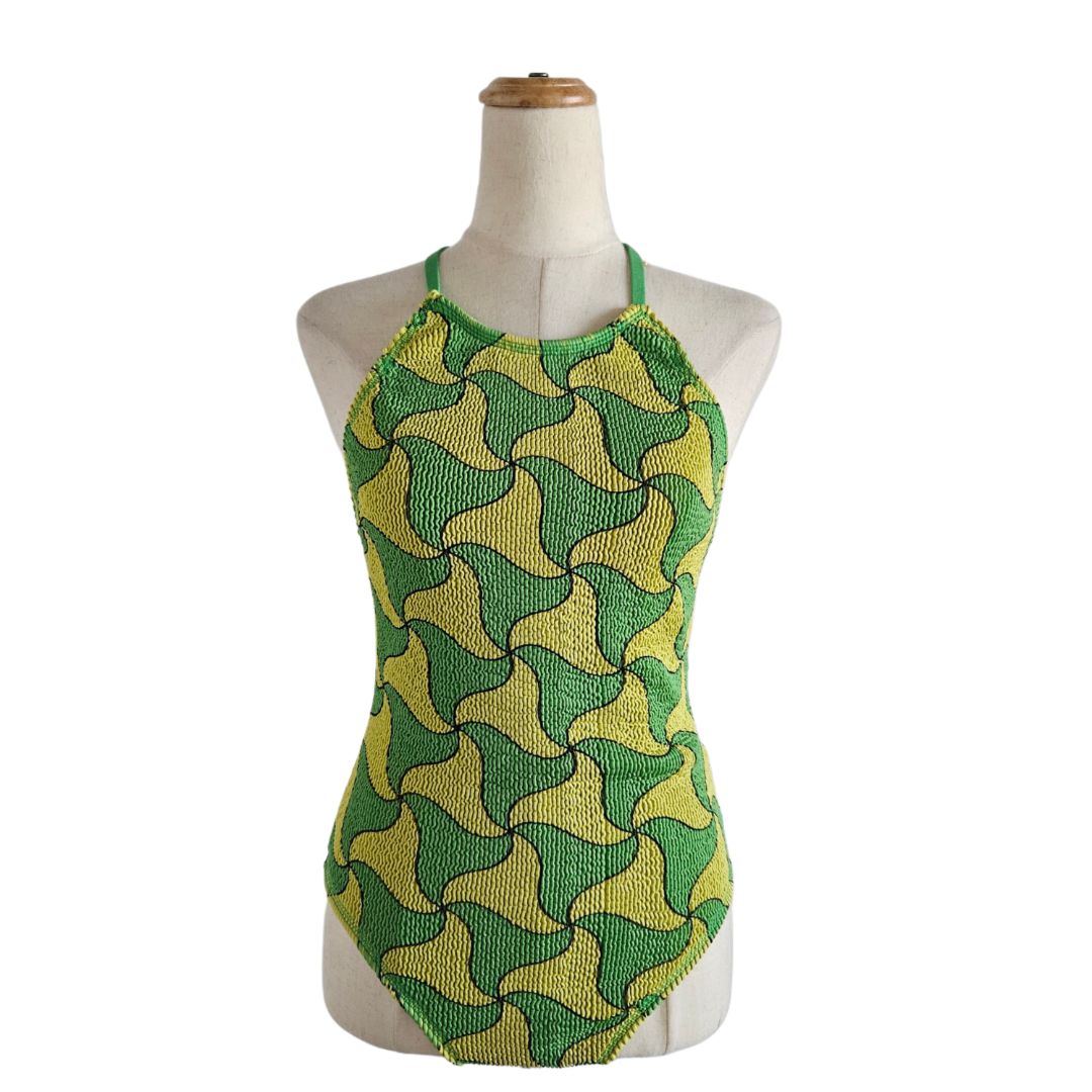 Bottega Veneta Green/Yellow Stretch One Piece Swimsuit