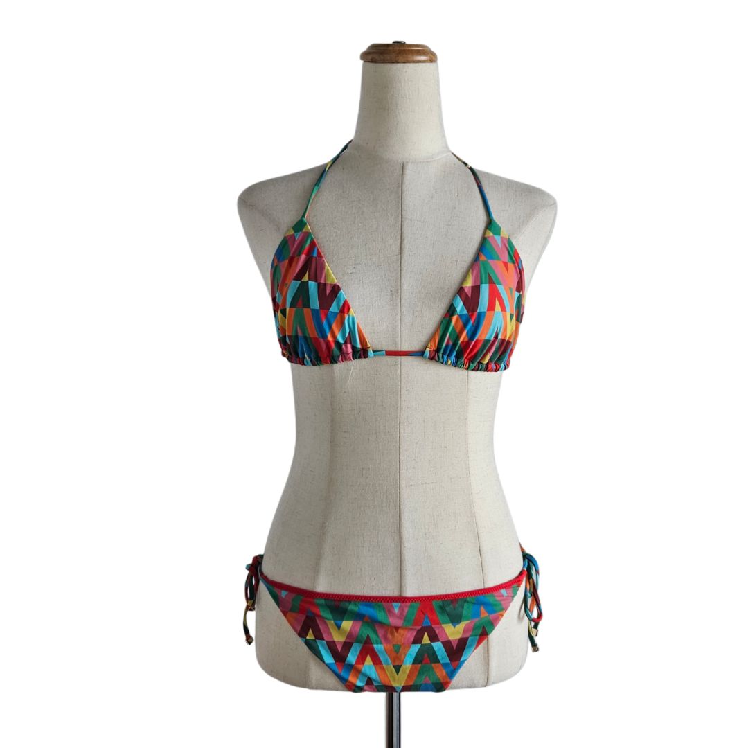 Valentino Multicolor V Logo Two Piece Swimsuit