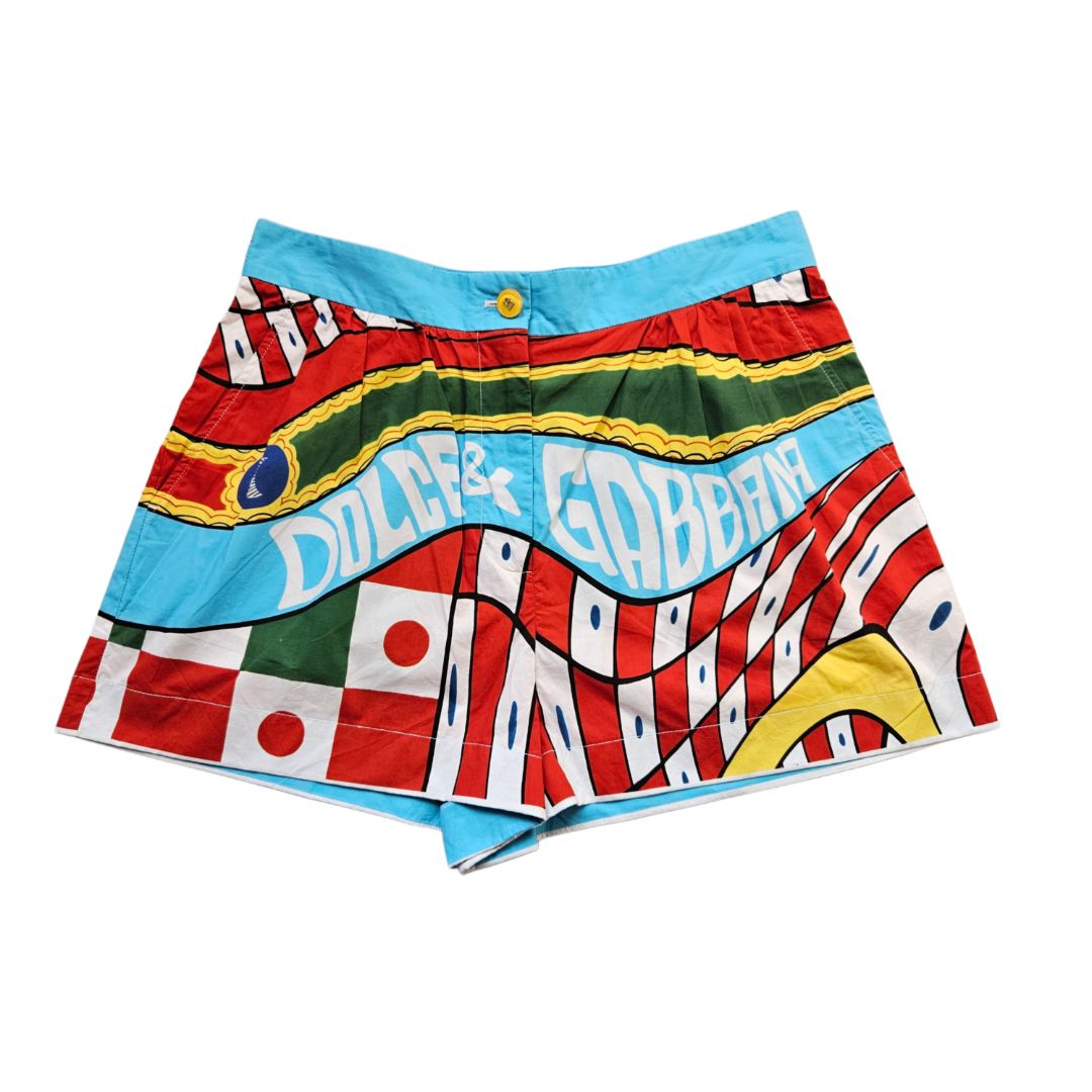 Dolce & Gabbana Multicolor Printed Cotton Poplin Short