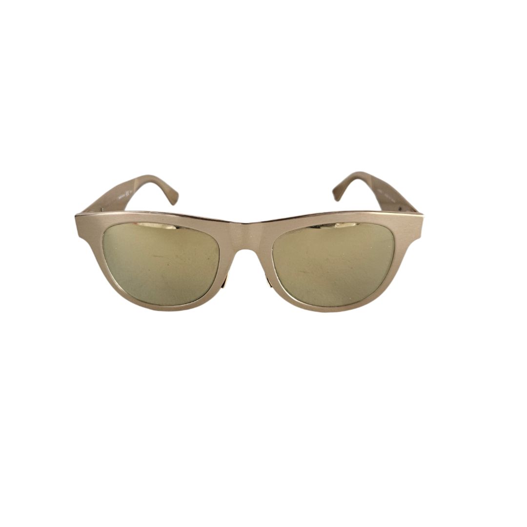 Bottega Veneta Gold Aluminum Frame Wayfarer Sunglasses