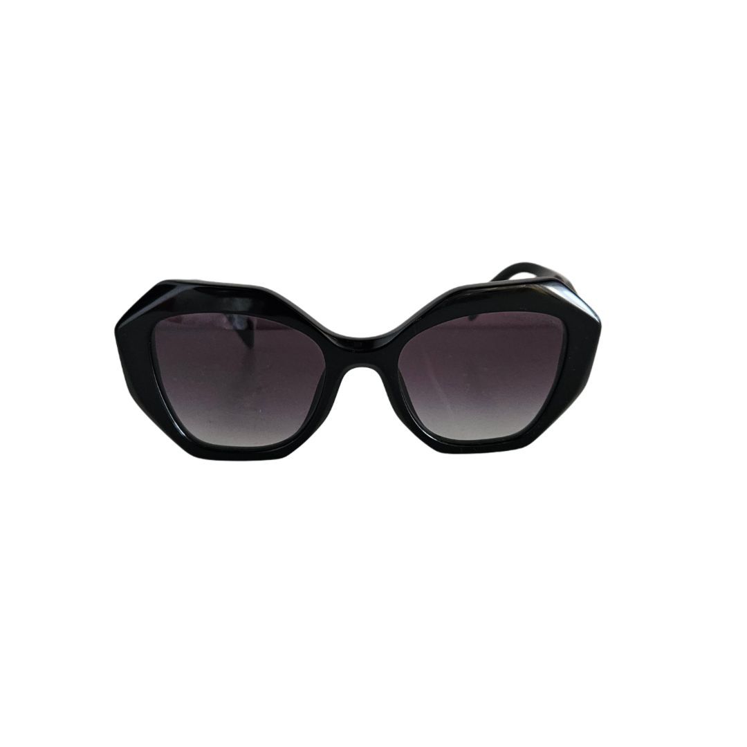 Prada Black Octagonal Symbol Frame Sunglasses