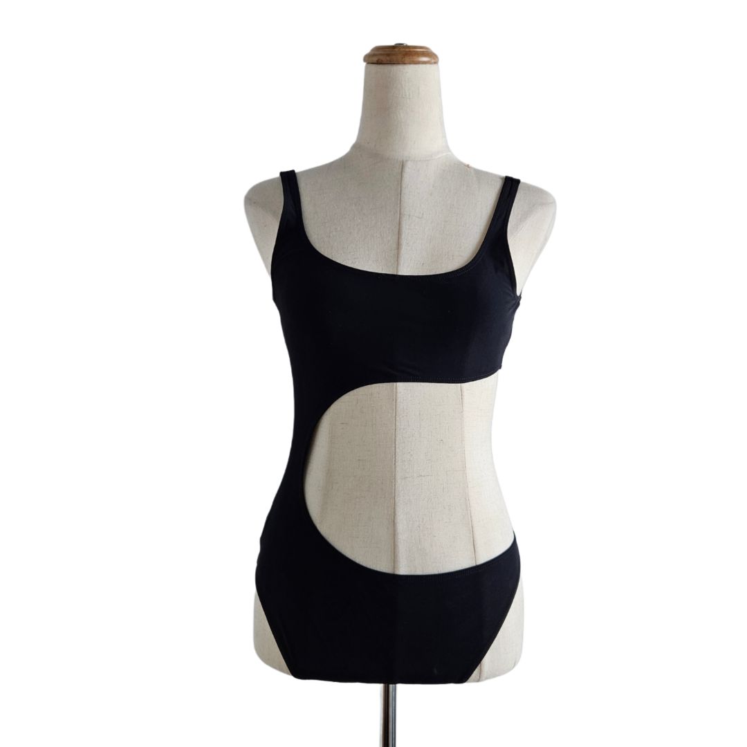 Celine Black Triomphe Logo One Piece Swimsuit
