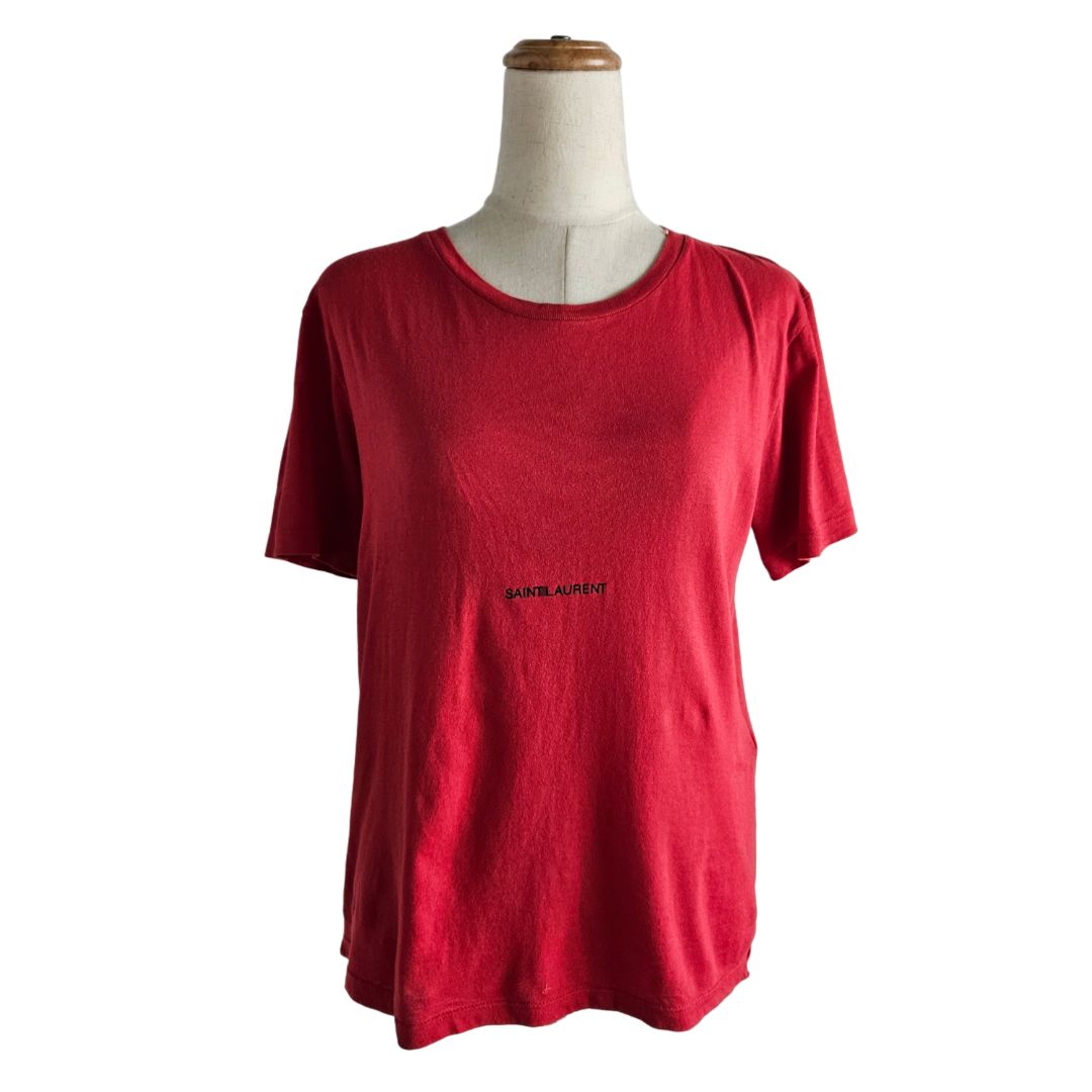 Saint Laurent Red Logo Print T-Shirt
