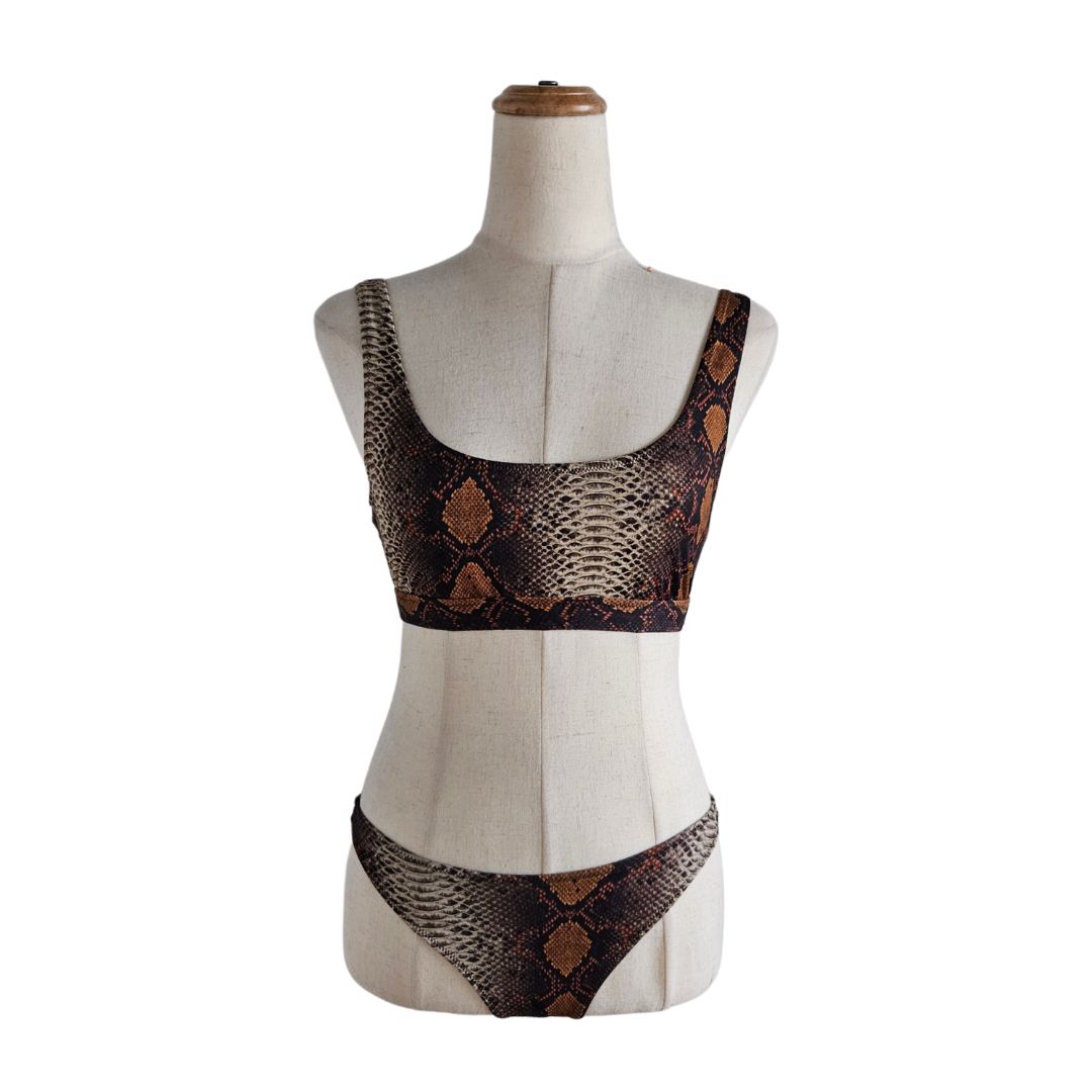 Skims Multicolor Python Skin Print Two Piece Swimsuit