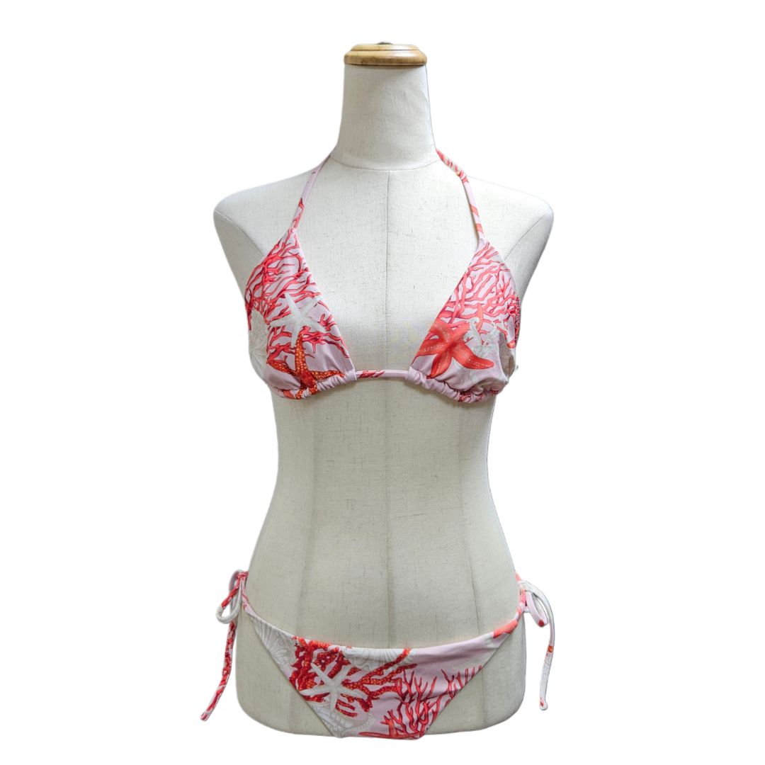 Versace Tricolor Sea Shell Print Two Piece Swimsuit