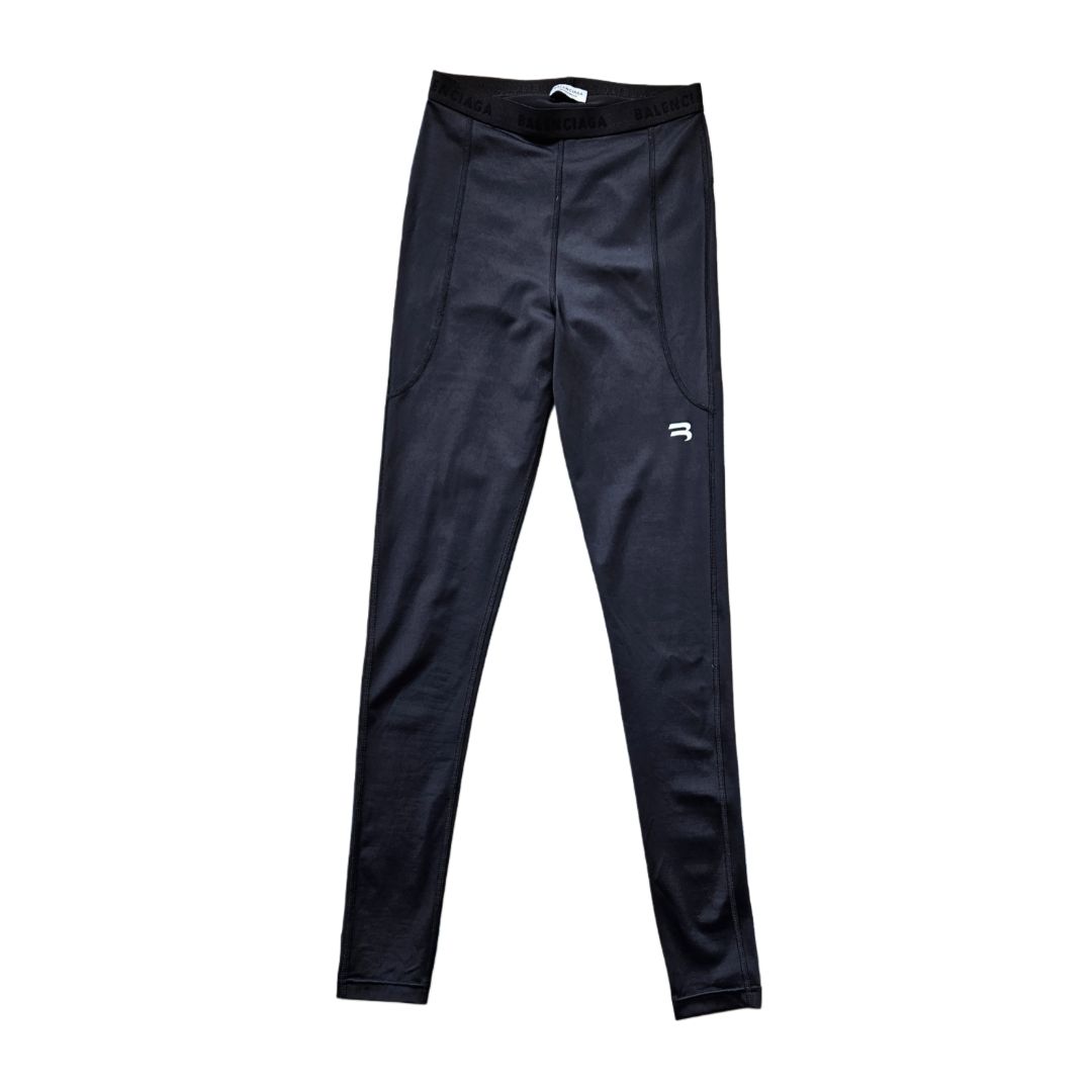 Balenciaga Black Logo Waistband Athletic Leggings
