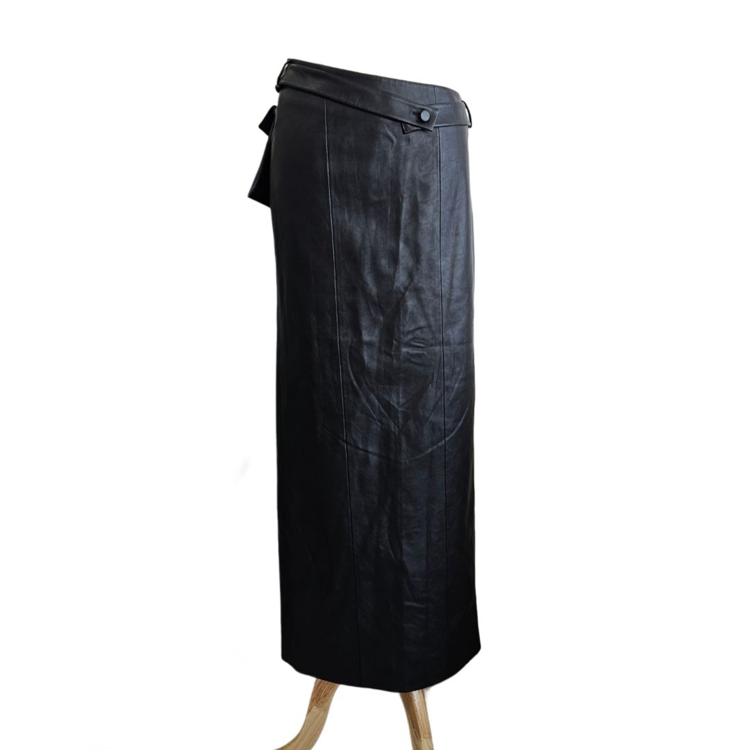 Aya Muse Atyri coated black leather midi skirt