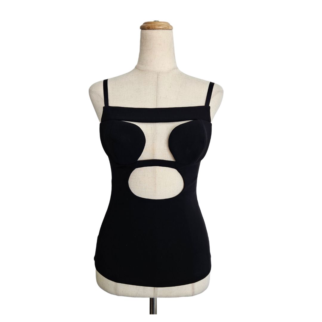 Nensi Dojaka Black Cutout Top
