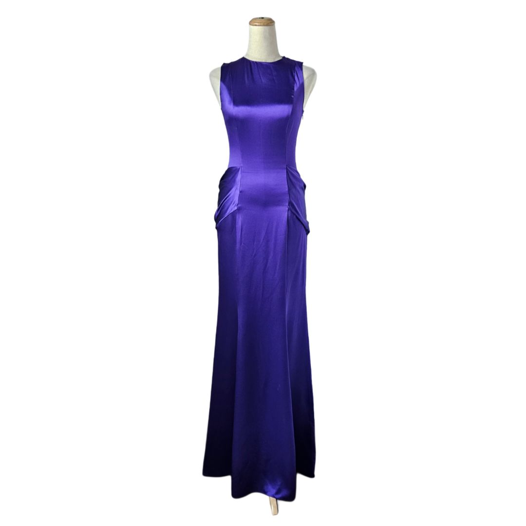 Givenchy Purple Silk With 4G Logo Maxi Long Dress, size 34