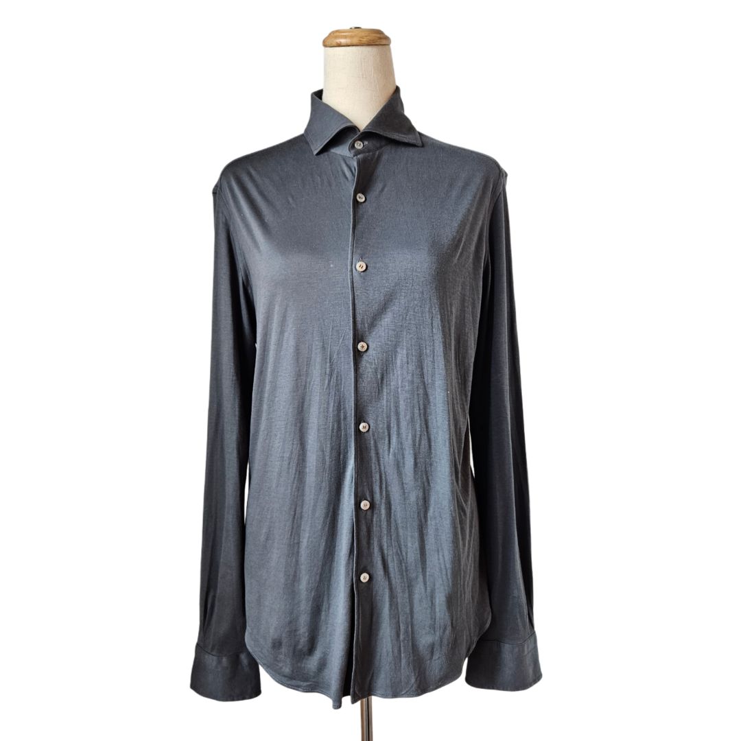 Loro Piana Grey Cotton Button Up Pyjama Top