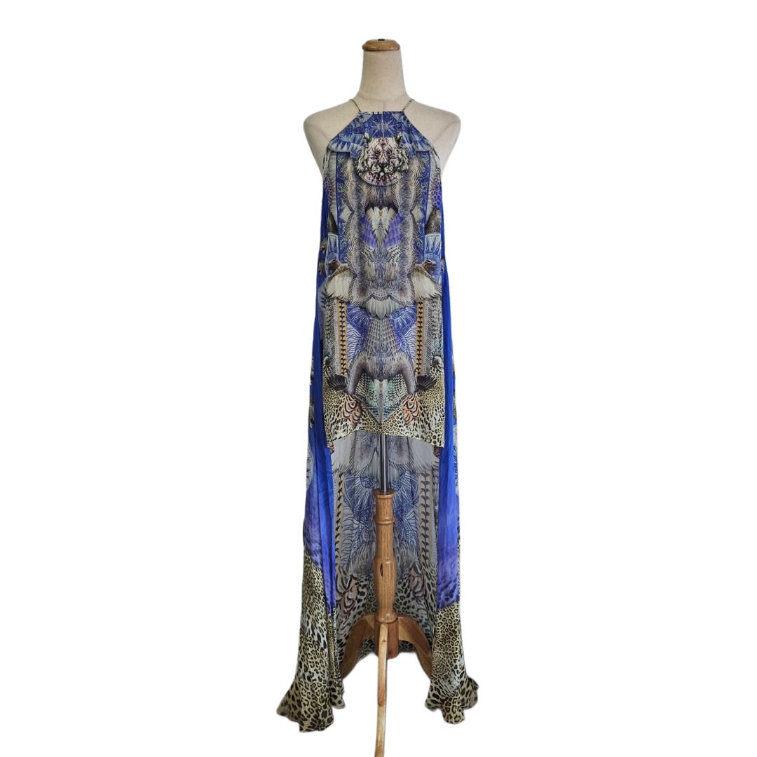 Camilla Multicolor Printed Detail Short Sheer Overlay Dress