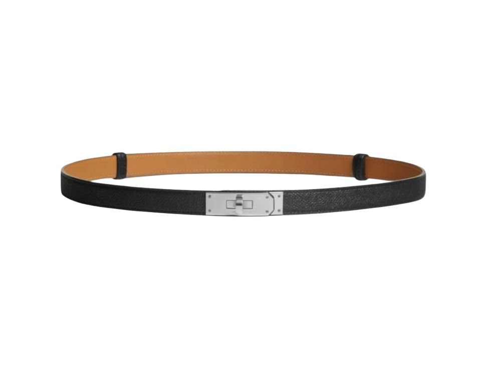 Hermes Kelly Noir PHW Leather Belt