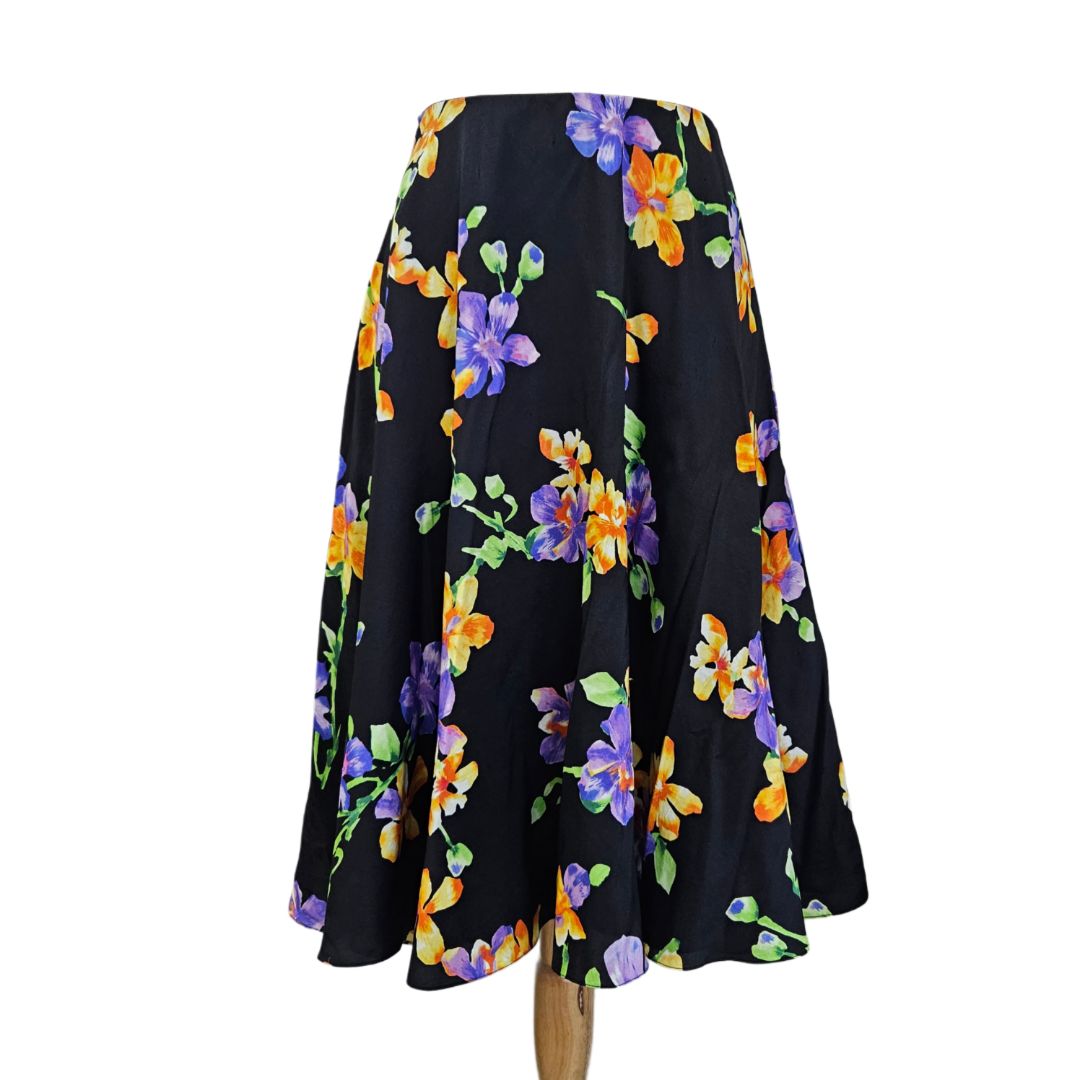 Ralph Lauren Multicolor Floral Print Flared Midi Skirt