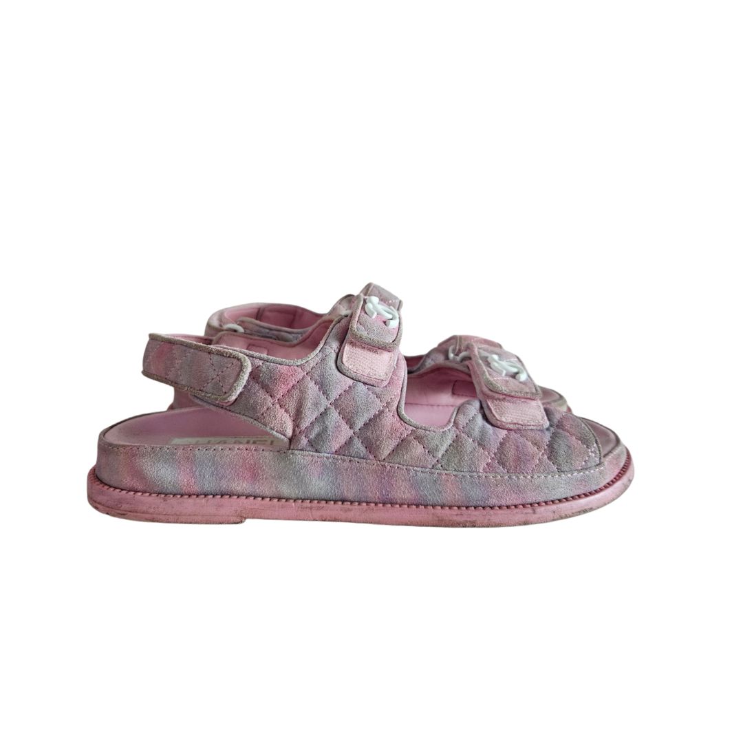 Chanel Pink Rainbow Dad Sandals, size 40