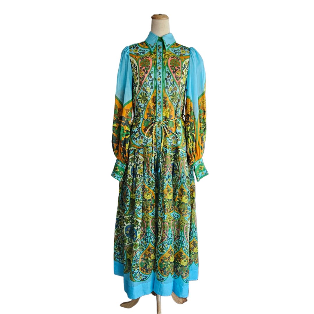 Alemais Multicolor Floral Print Long Sleeve Maxi Dress