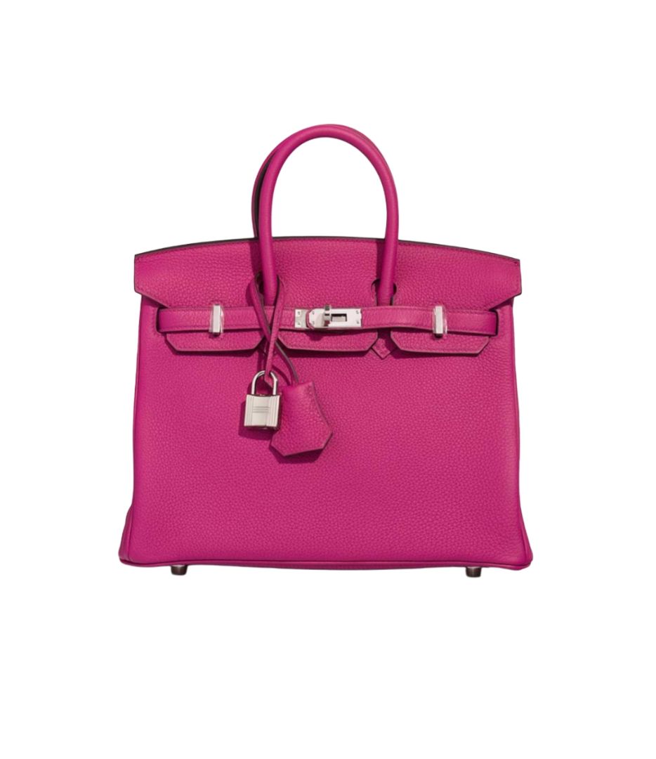 Hermes 25 Togo Leather Rose Pourpre Birkin Bag