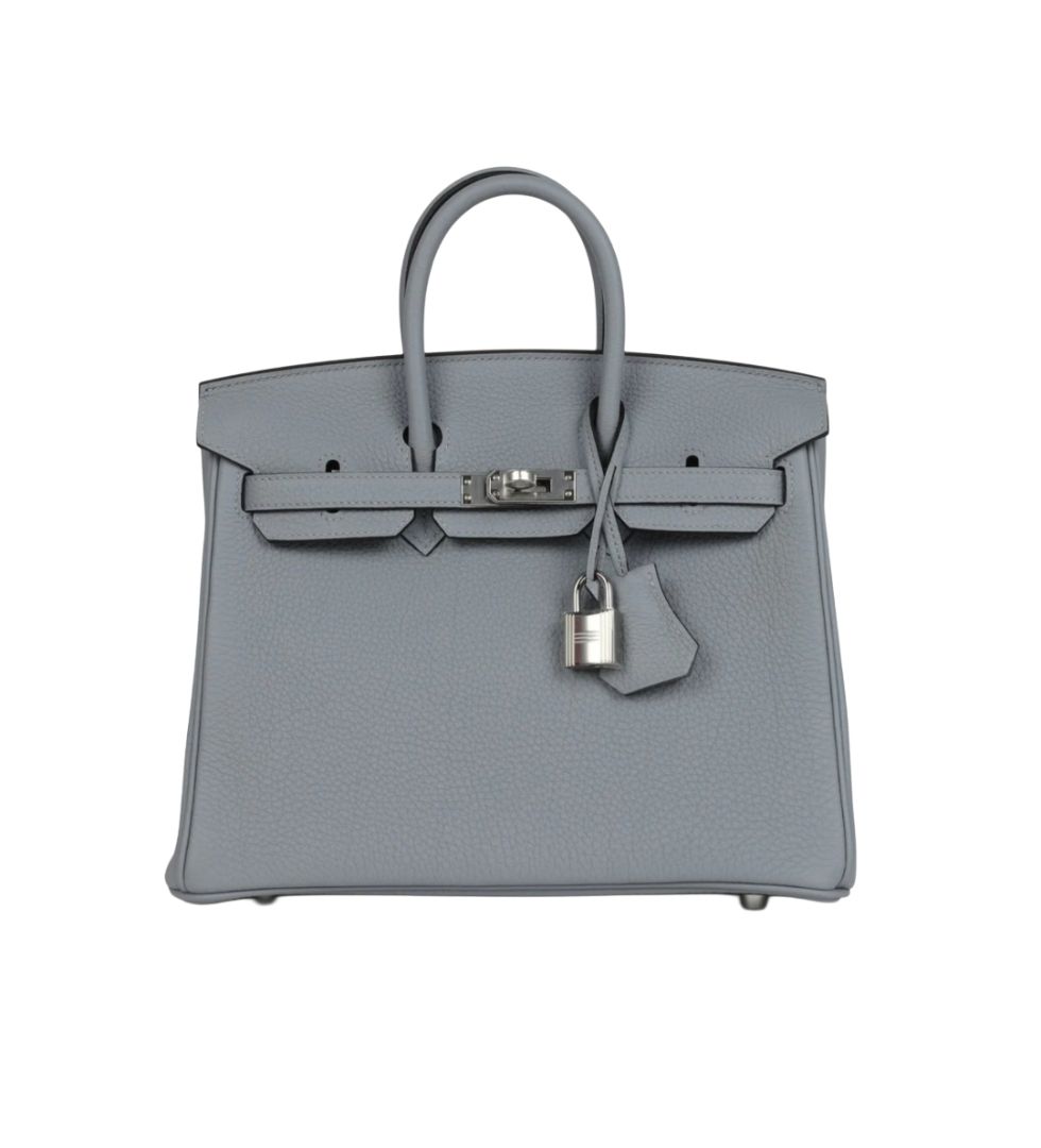 Hermes 25 Togo Leather Gris Patin Birkin Bag