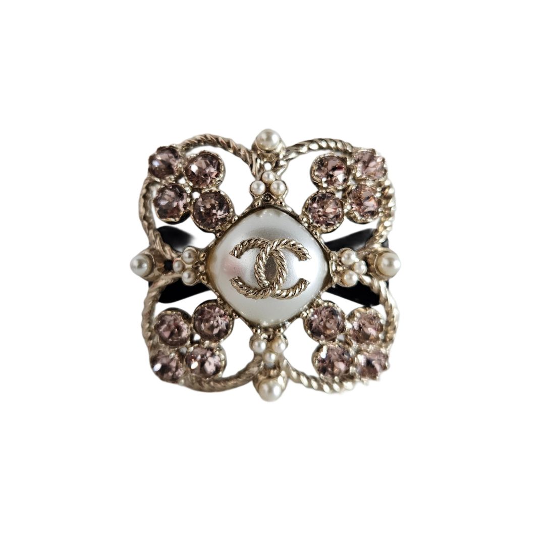 Chanel Pearl & Crystal CC Large Pin Brooch