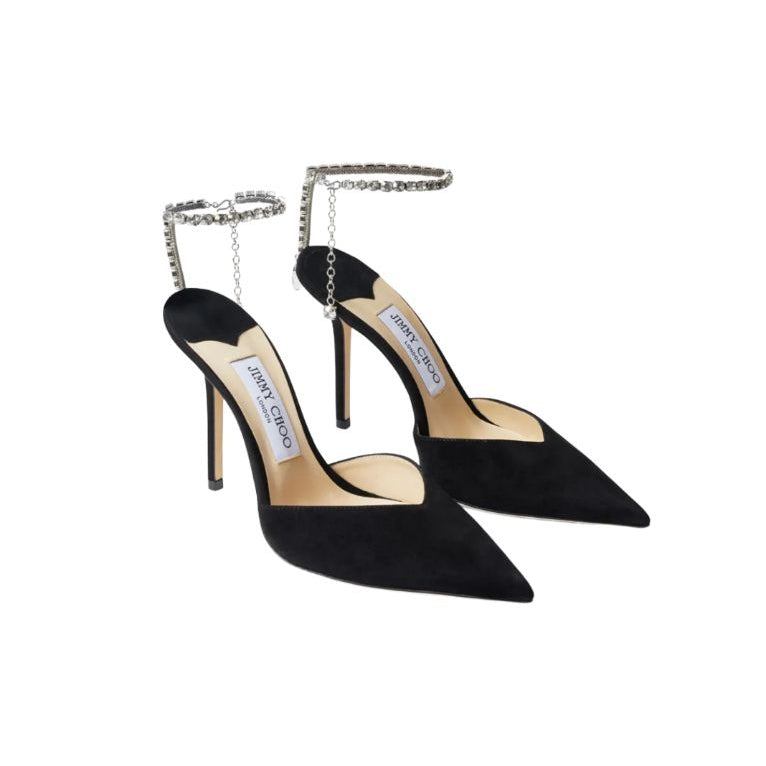 Jimmy Choo Black Suede Saeda Pumps, Size 39
