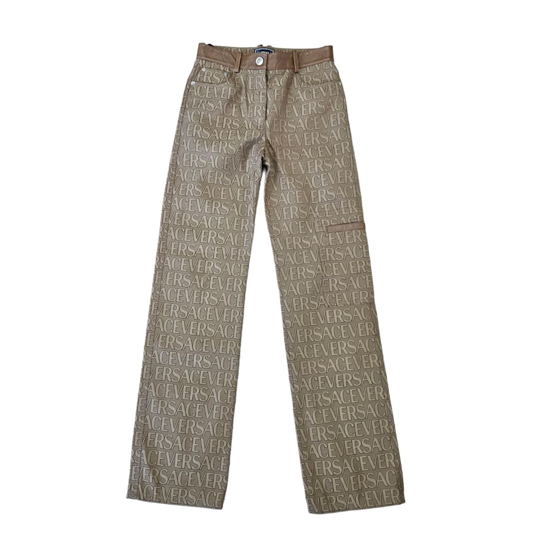 Versace Brown All-Over Logo Pants