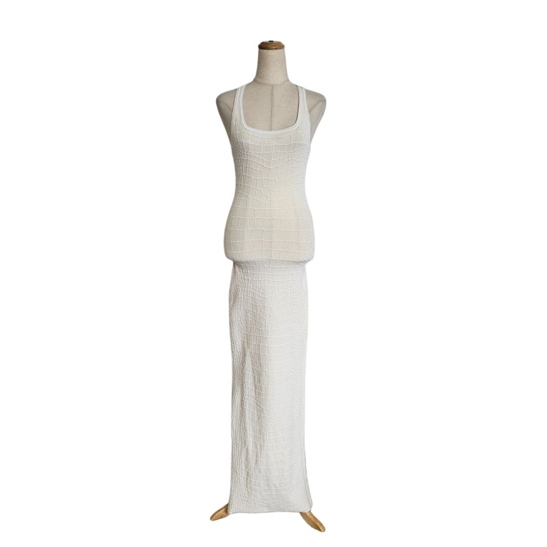Jacquemus Cream Racer Back Bodycon Long Dress