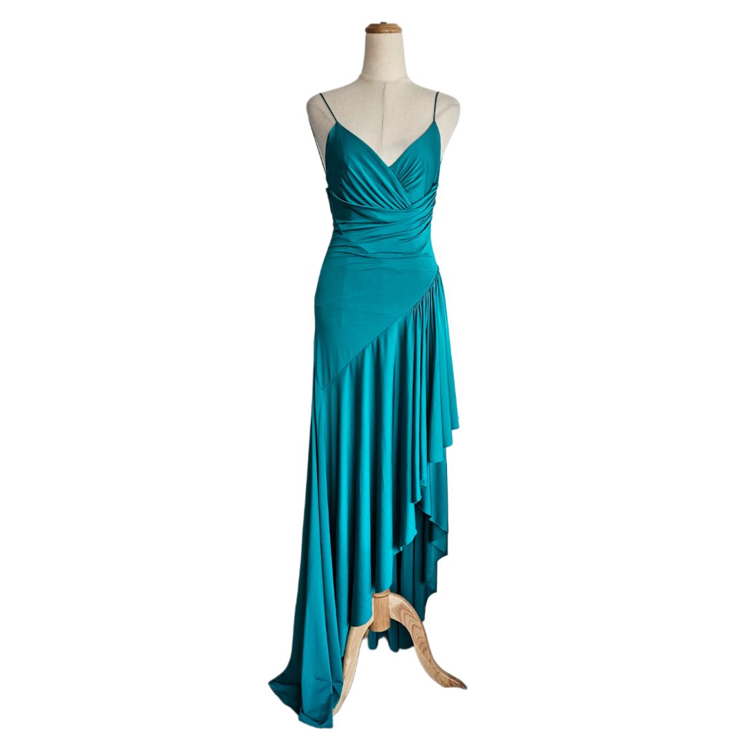 Alexander Vauthier Light Green Layered Pleats Sleeveless Long Dress