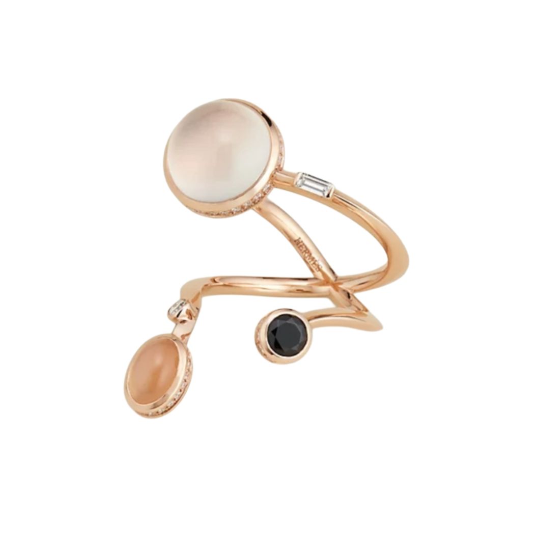 Hermes Planètes & Météores ring 18K Rose Gold Ring, Size 52