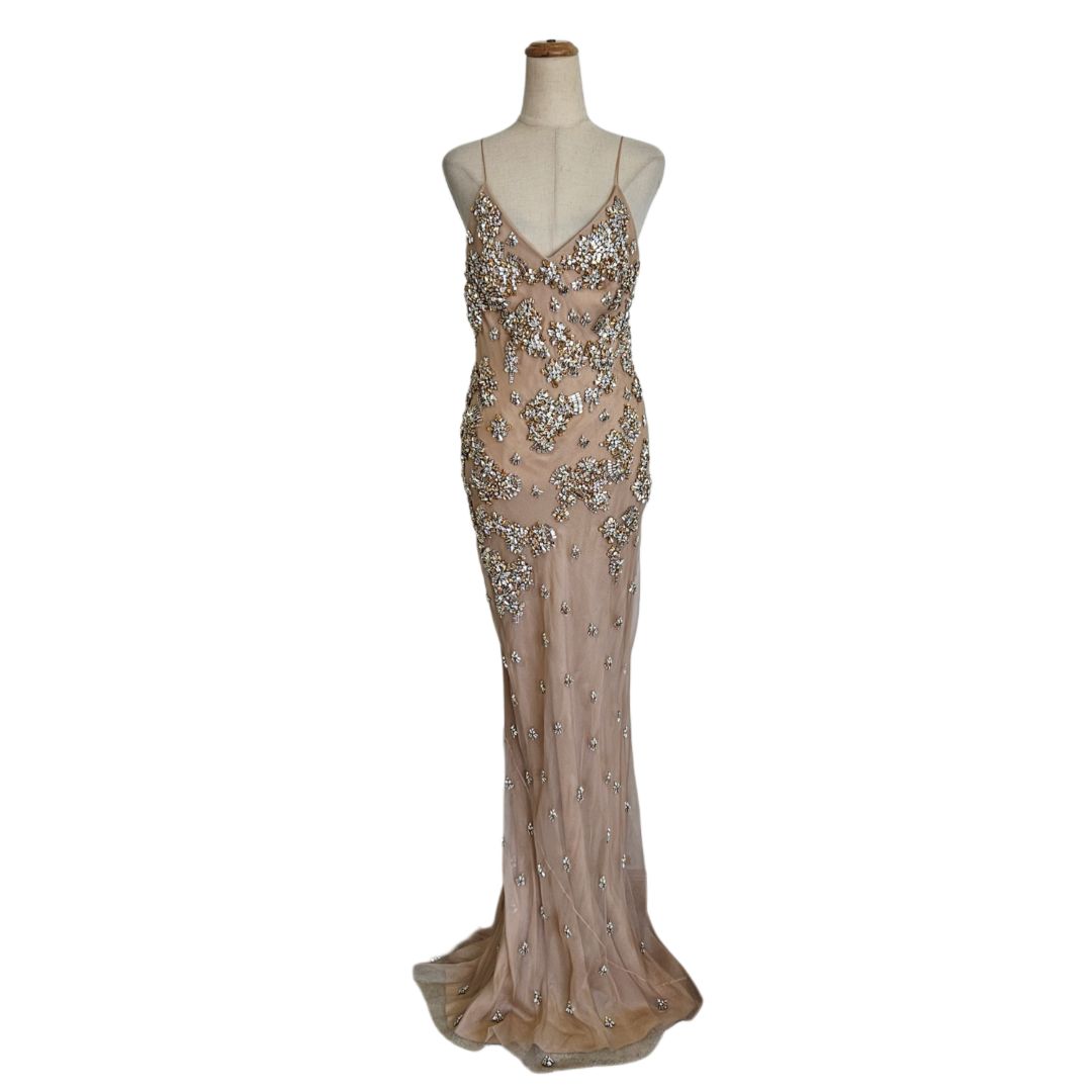 Jason Wu Beige Crystal-Embroidered Collection SS19 Gown