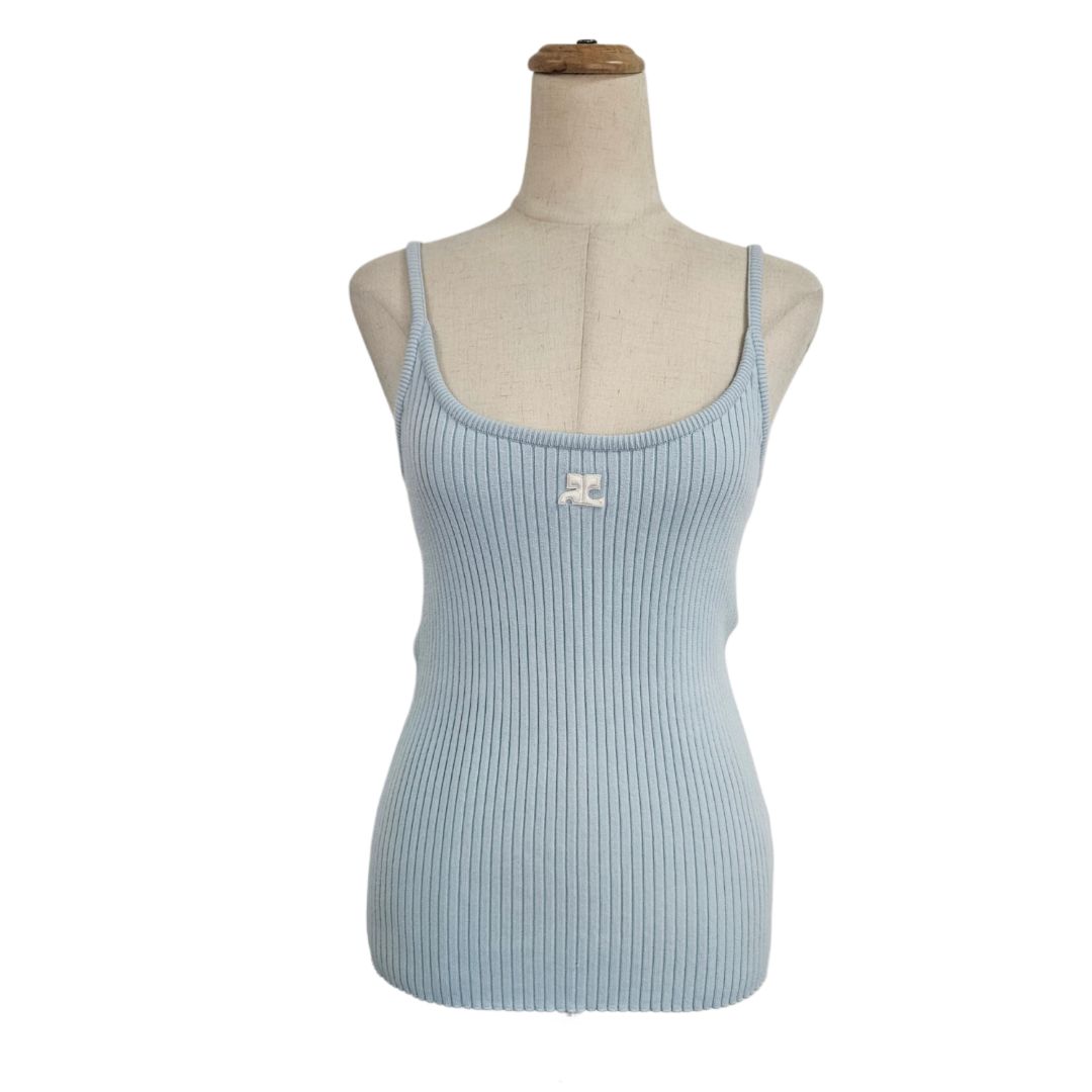 Courrèges Blue Ribbed Tank Top