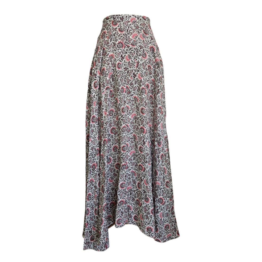Loro Piana Linen Multicolor Floral Print Maxi Skirt