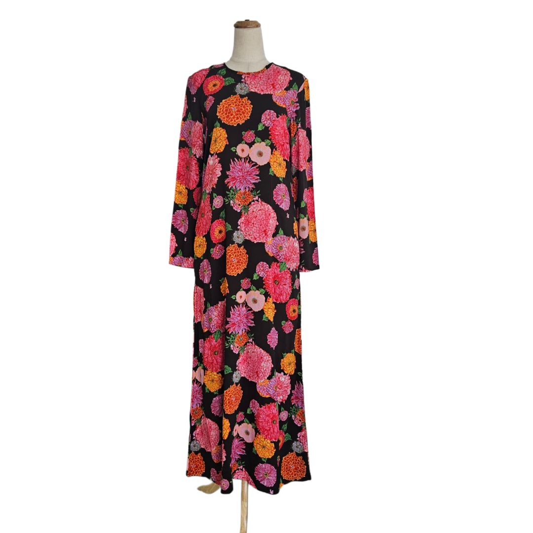 La Double J Multicolor Floral Print Long Sleeve Long Dress