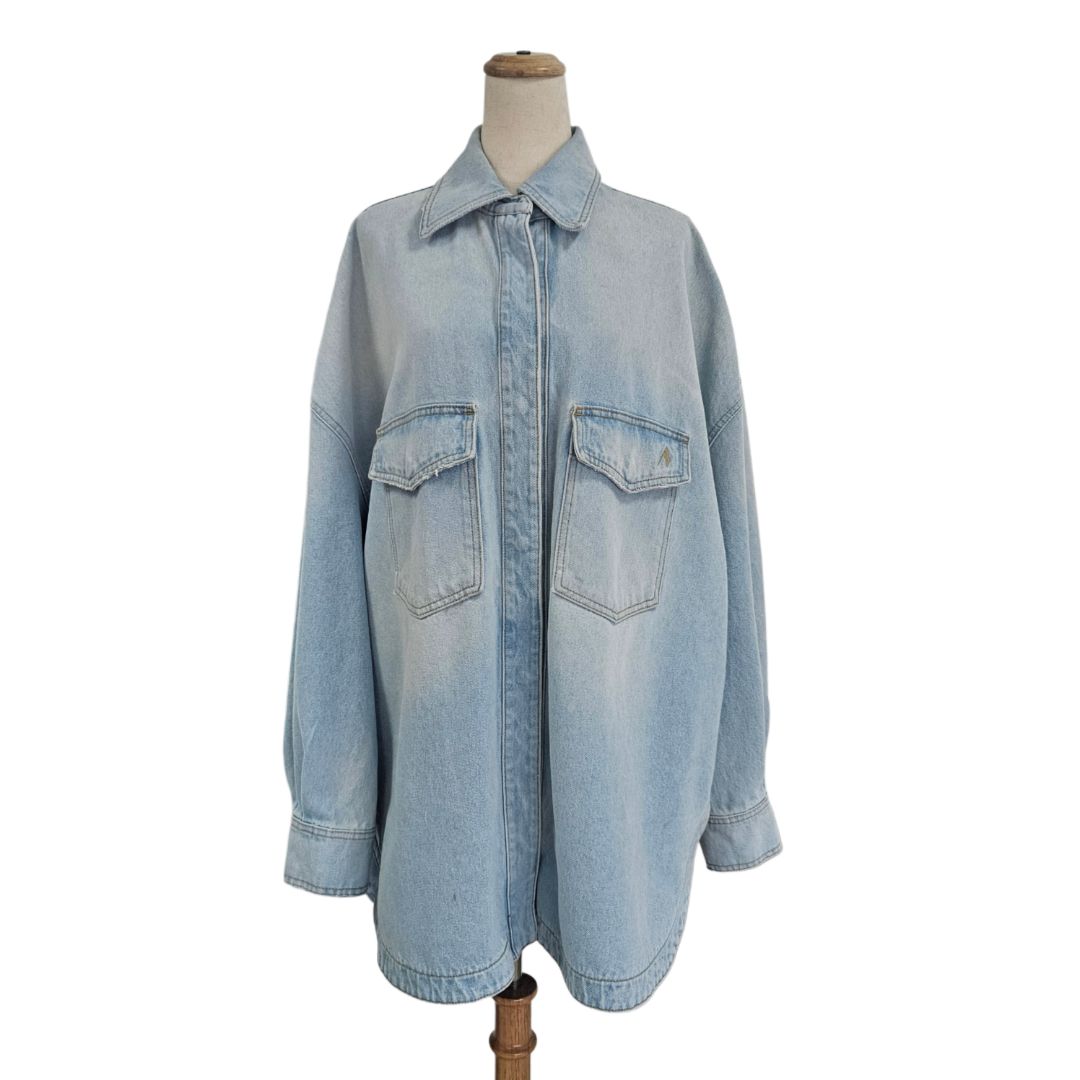 Attico Denim Blue Short Oversized Coat