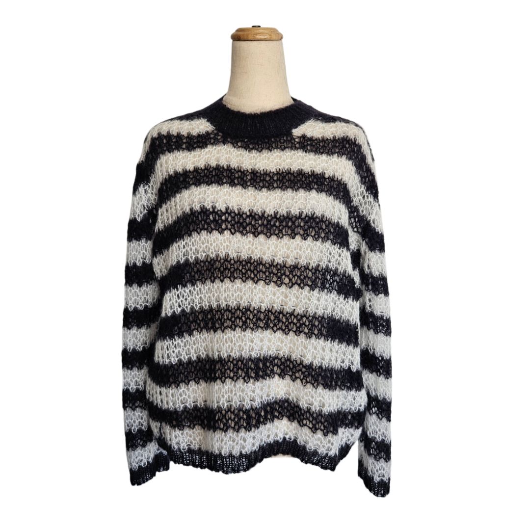 Christian Dior Black & White Striped Mohair Knit Sweater