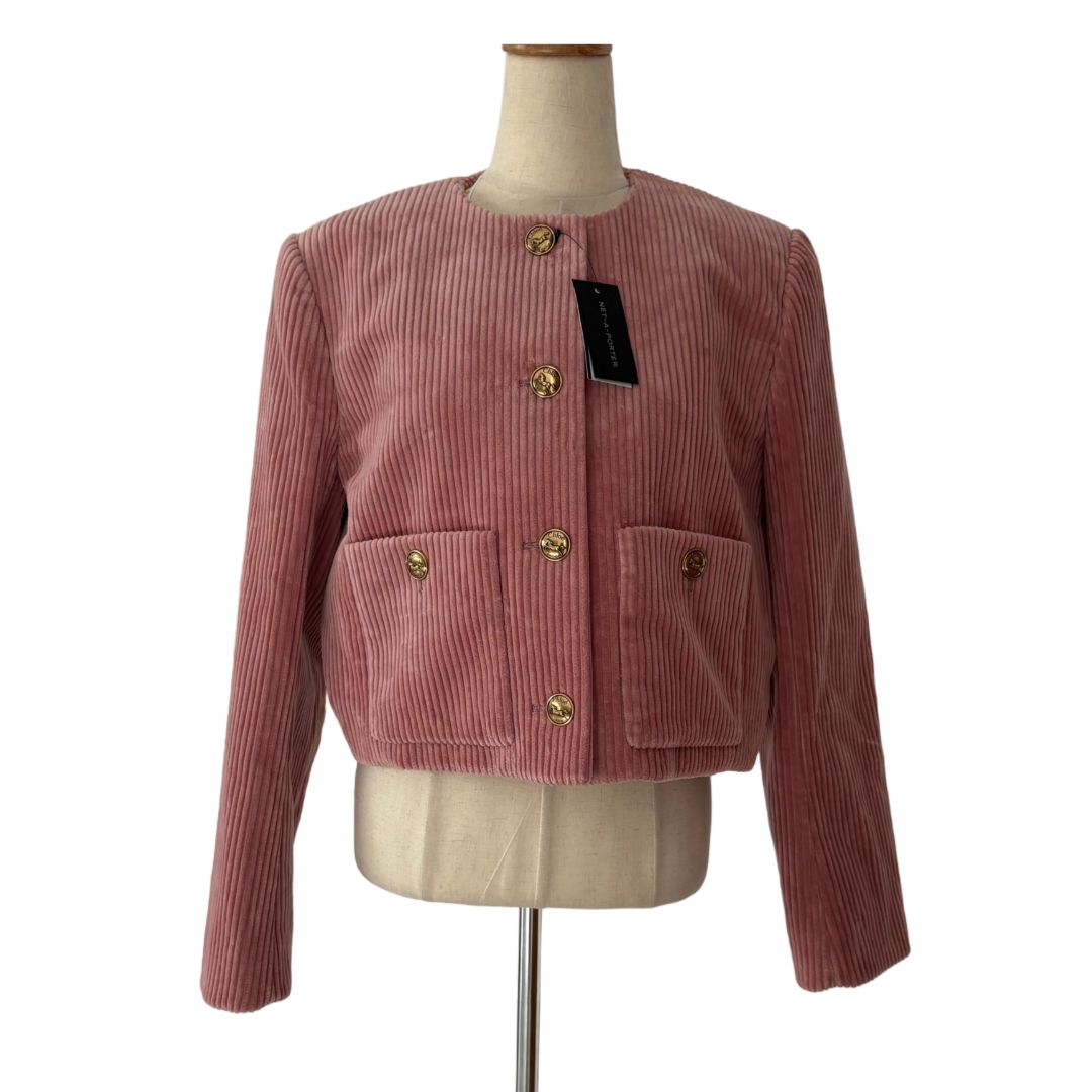 Chloè Cotton-Corduroy Pink In Boxy Silhuoette Cropped Jacket