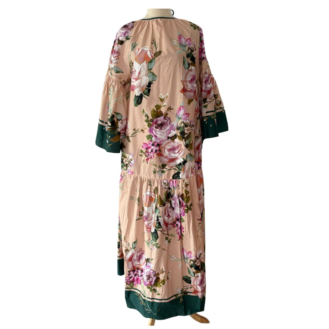 Dolce Gabbana Cotton Exclusive Multicolor Floral Printed Maxi Dress