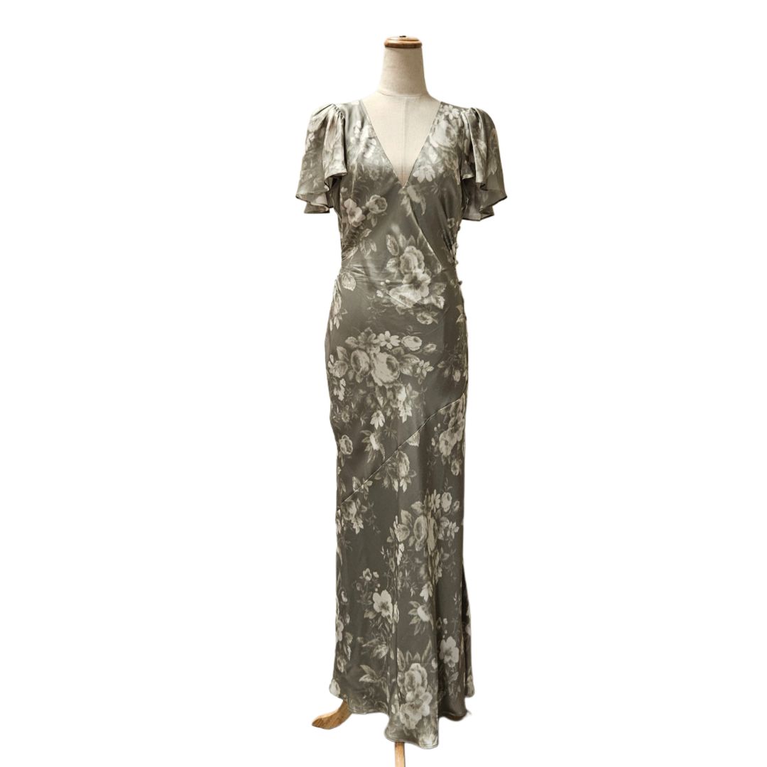 Reformation Green & Cream Vida Floral Print Midi Dress