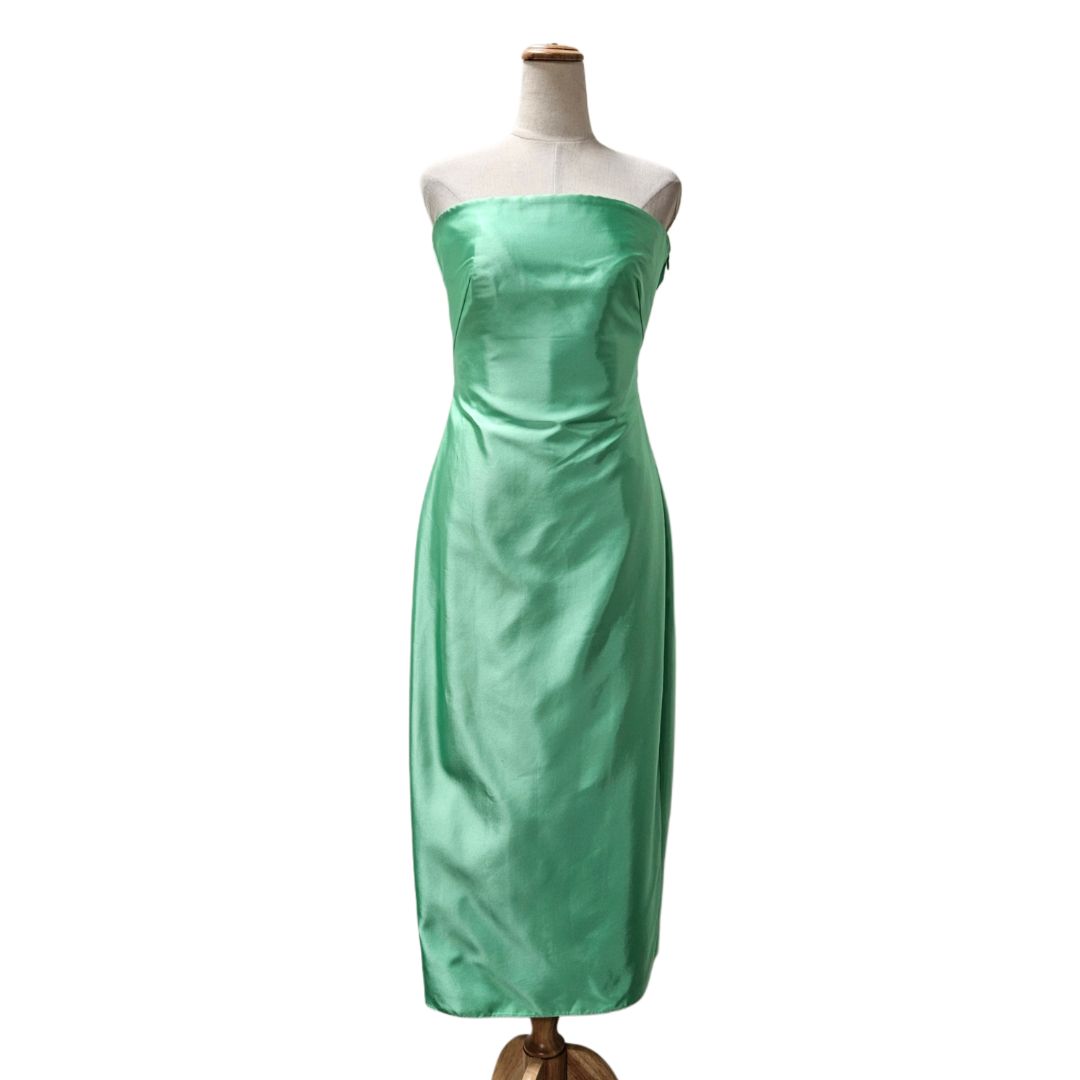 Brandon Maxwell Lume Green with Knot Back Detail Tube Dress