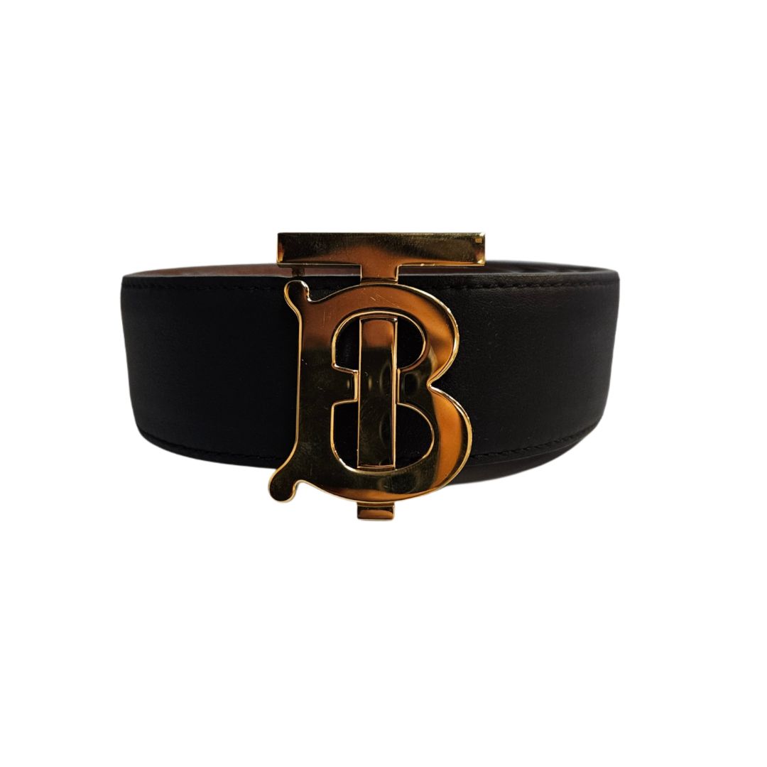 Burberry Black Leather Logo Buckle Belt