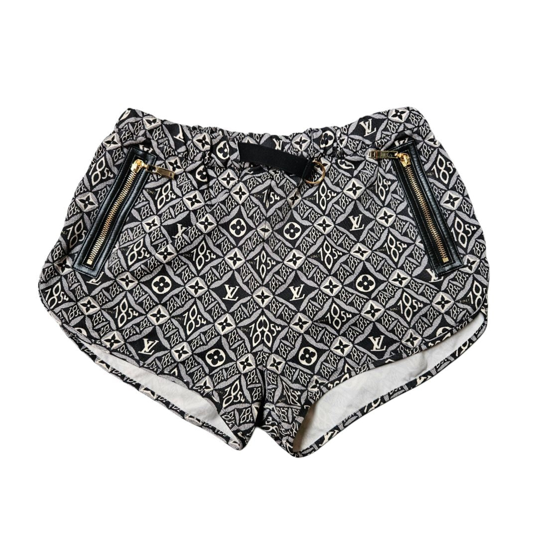 Louis Vuitton Grey & Black Monochrome Twill Mini Short