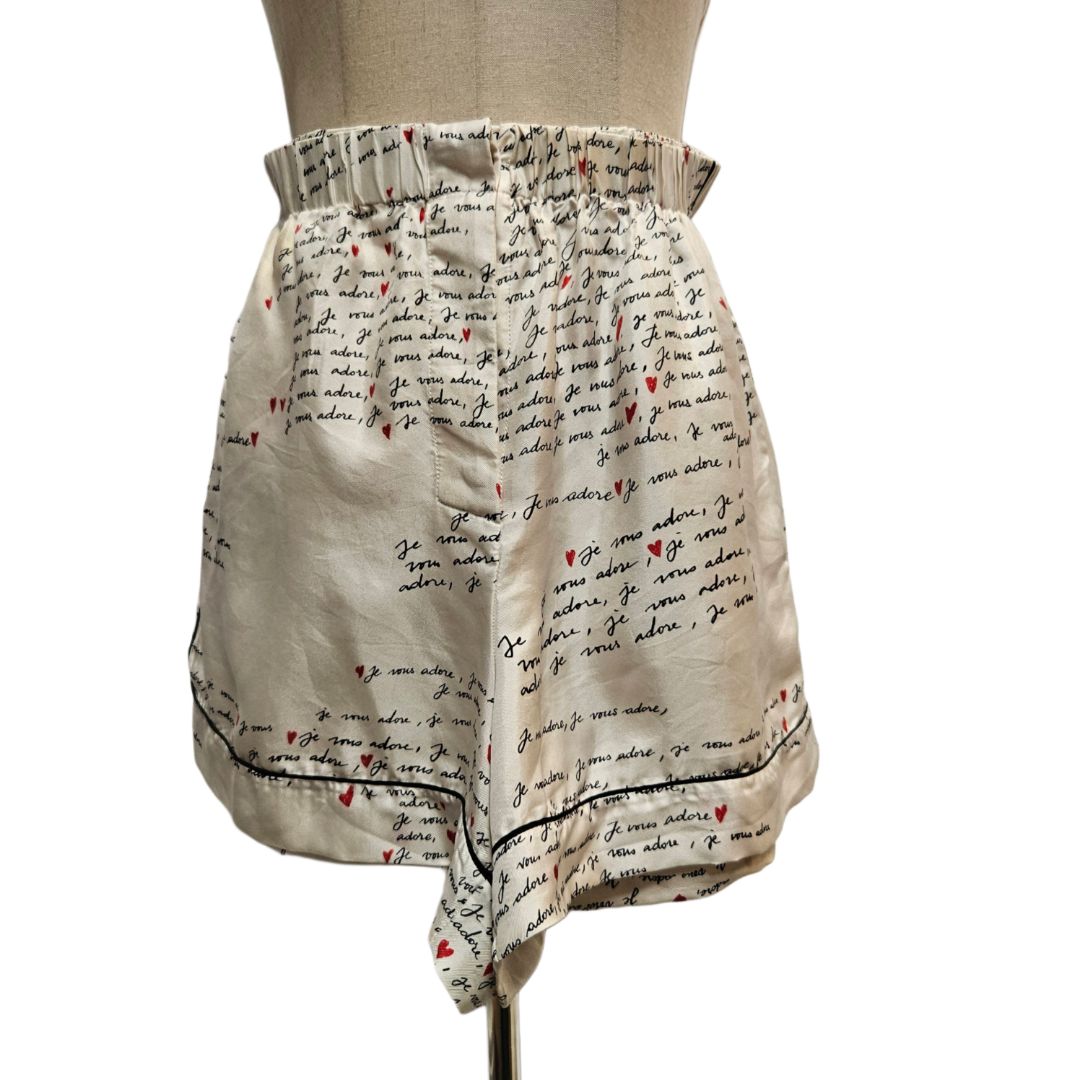 Christian Dior Cream & Black Dioramour Silk Printed Pajama Short