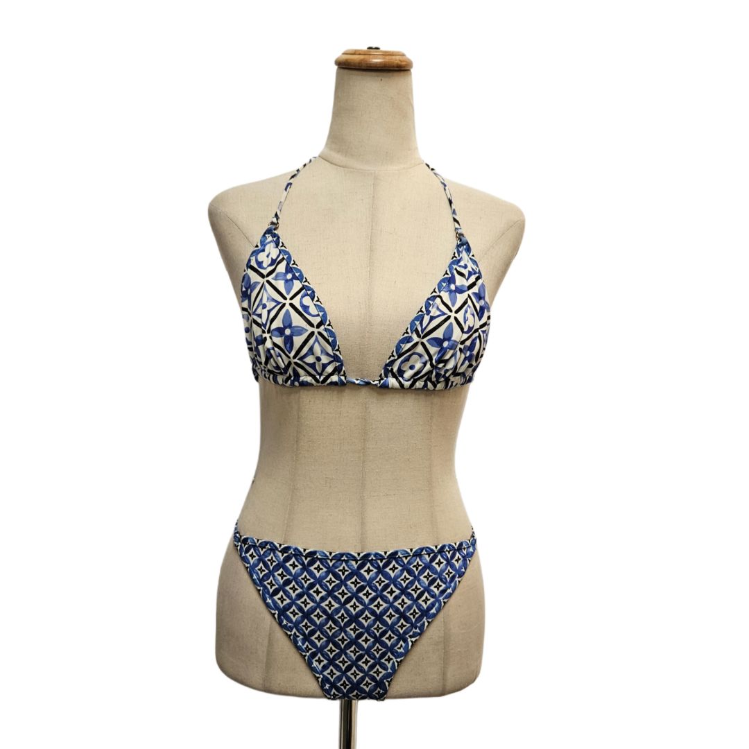 Louis Vuitton Tricolor Monogram Print Bikini Set