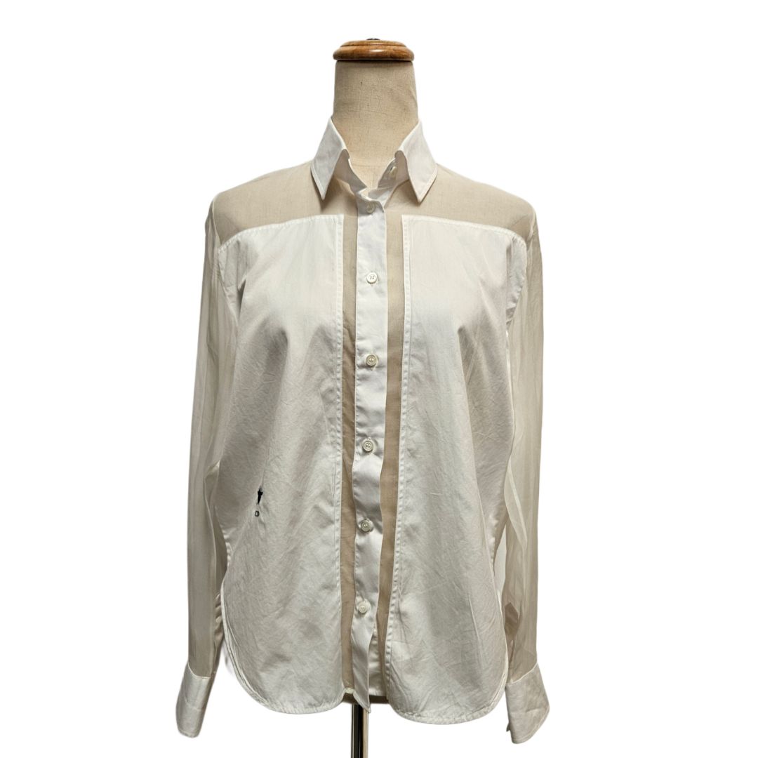 Christian Dior White Transparent with Embroidered Logo Shirt