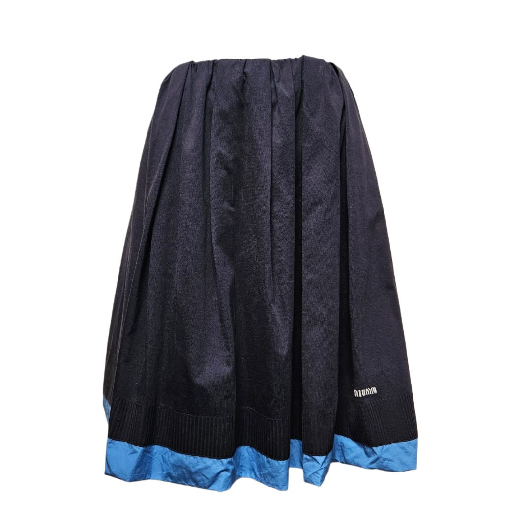 Miu Miu Navy & Blue Pleated Gathered Midi Skirt
