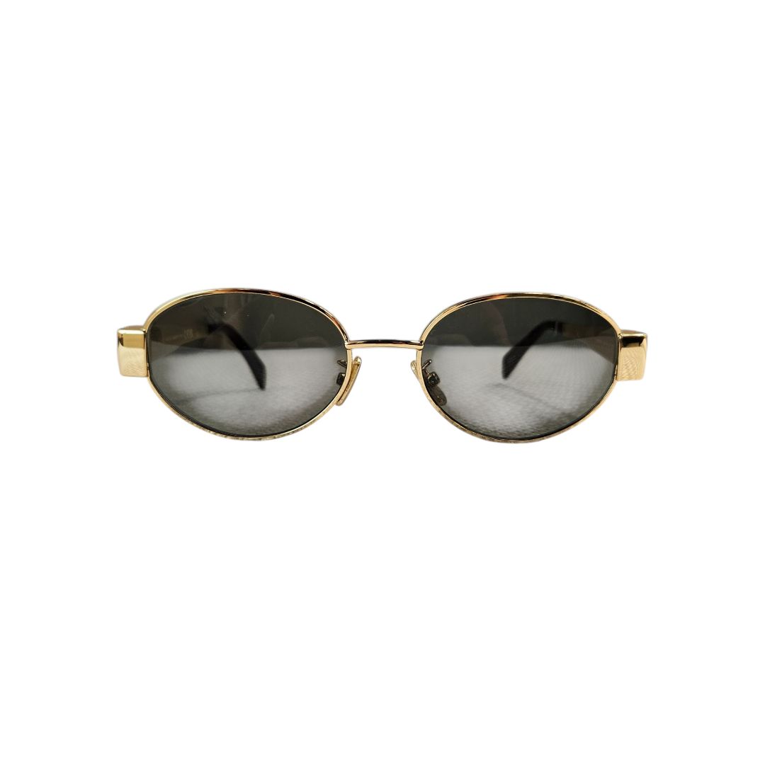Celine Triomphe Gold Oval Frame Sunglasses