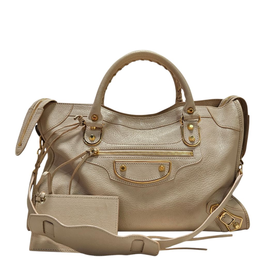 Balenciaga Metallic Medium Beige Edge City Tote Bag