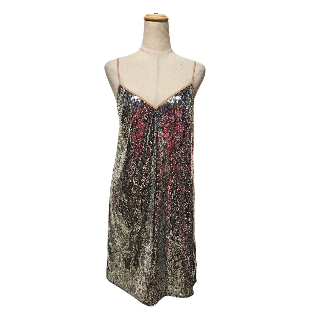 Marco de Vincenzo Silver Sequin Emvellished Strappy Dress, Size 40